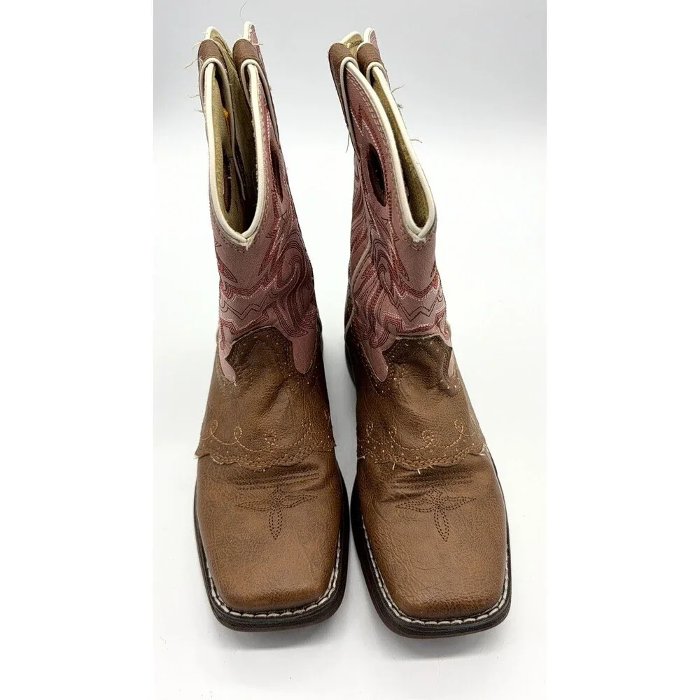 Durango Big Kids Tan/Pink Western Boots, Size 3M